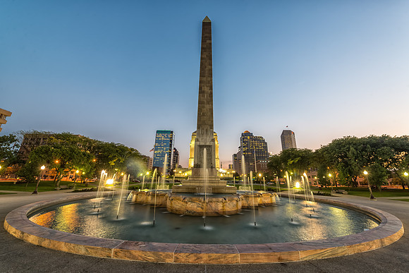 Obelisk Fountain at the War Memorial Mall - Downtown Indianapolis - 2013